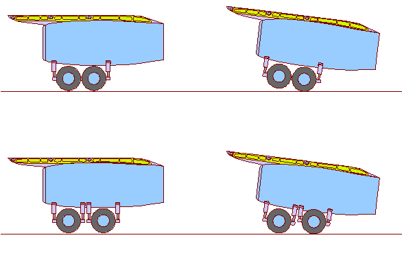 сравнение двух вариантов 4-ёх колёсных стоек шасси